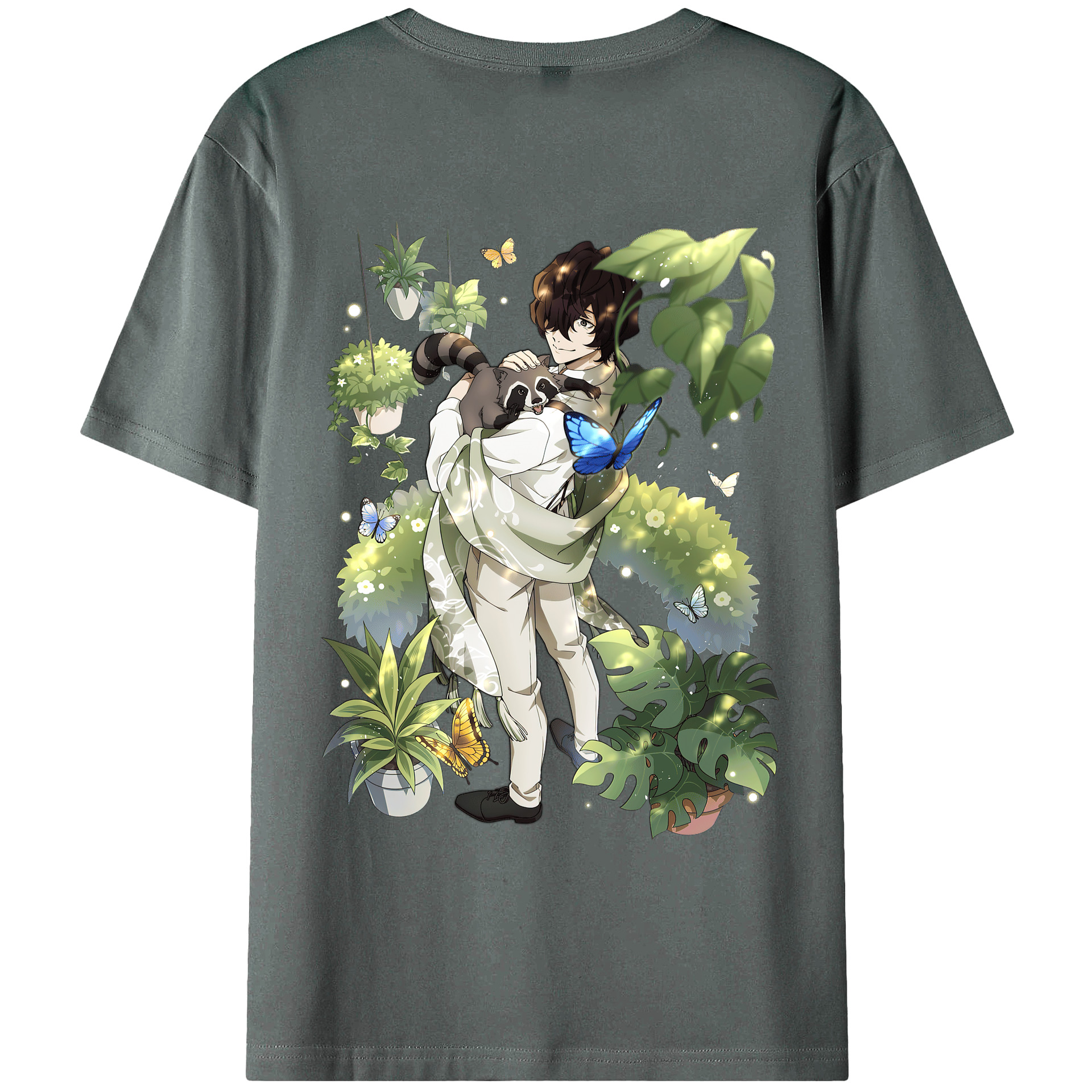 （画像用） 文豪ストレイドッグス Bungo Stray Dogs 綿100％ メンズ半袖Tシャツ（バックプリント） 通気性